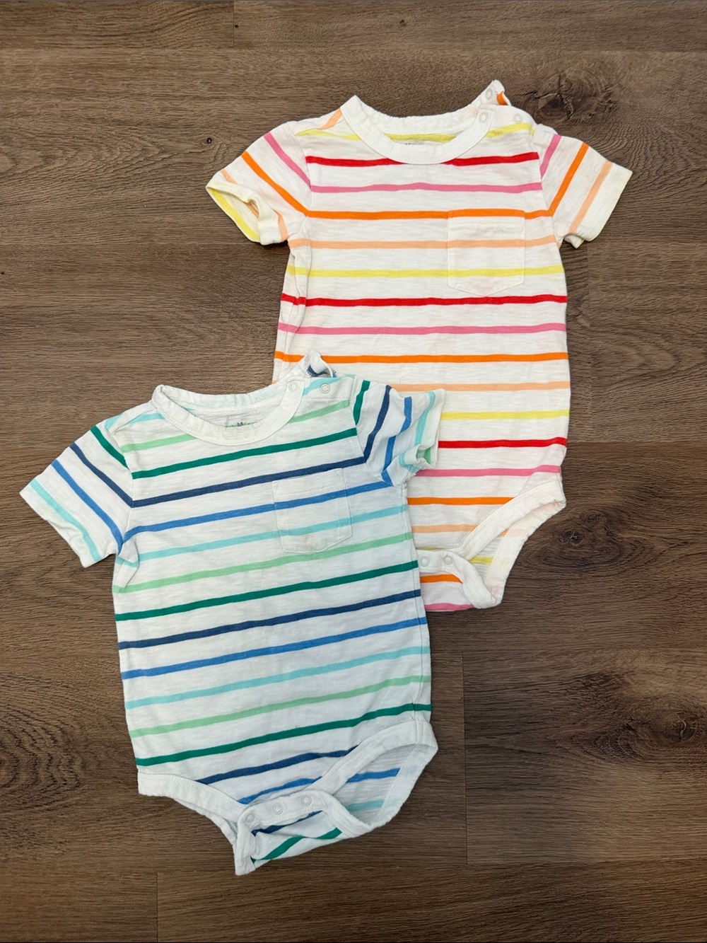 Primary short sleeve stripe babysuit bundle